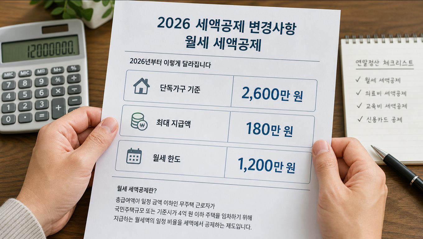 2026 세제개편안 세액공제 변경 내용